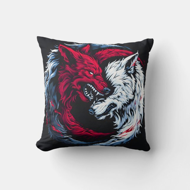 Almofada Lobo Lunar Selvagem Duplo (Frente)