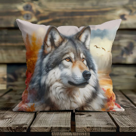 Almofada Lobo Majestoso A Beleza da Natureza Libertada