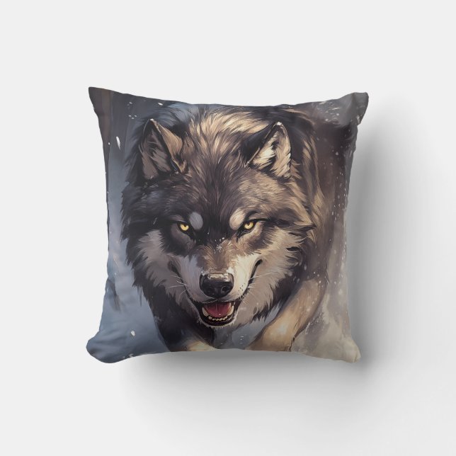 Almofada Lobo no inverno (Frente)