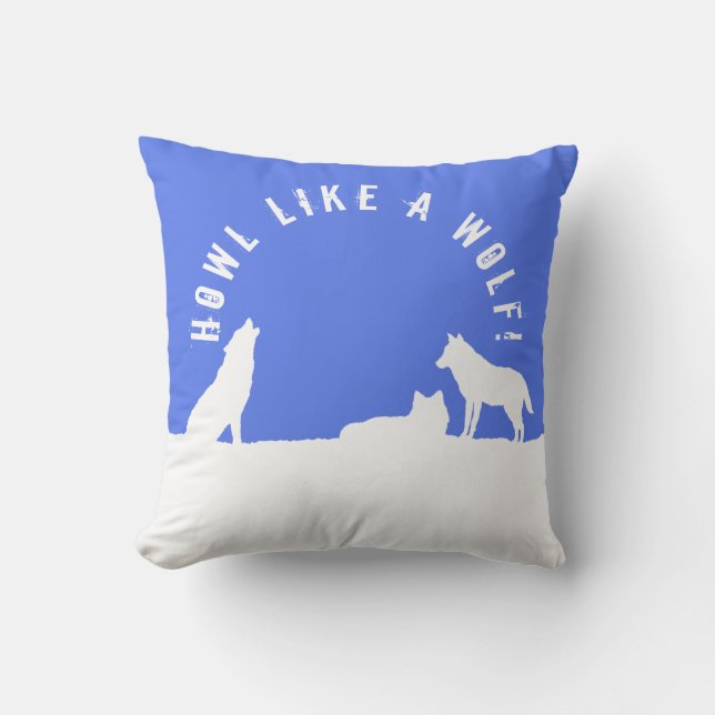 Almofada Lobos na neve, Howl como um Lobo! Cushion (Frente)