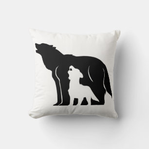 Almofada Lobos preto e branco