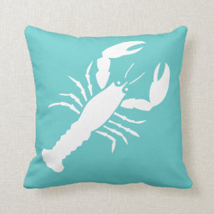 Almofada LOBSTER WHITE no travesseiro azul teórico