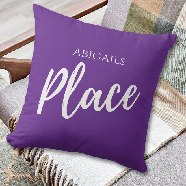Almofada Local de Nome Personalizado Roxo (Criador carregado)