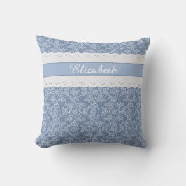 Almofada Local Faux Floral Azul do Indigo Personalizado