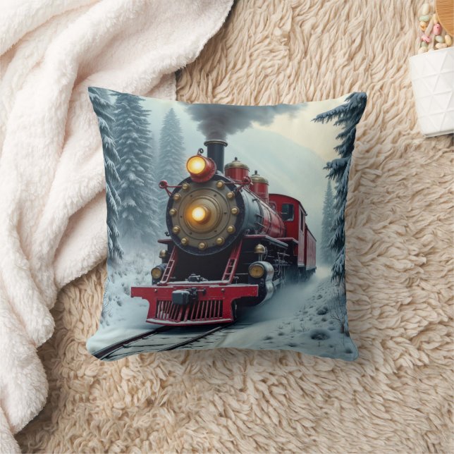 Almofada Locomotiva Vintage Winter Steam (Cobertor)