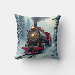 Almofada Locomotiva Vintage Winter Steam