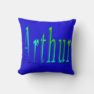 Almofada Logotipo Arthur Name No Mosaico Azul,
