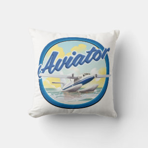 Almofada Logotipo azul de hidroavião de aviador