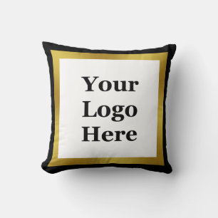 Almofada Logotipo comercial elegante branco preto e Dourado