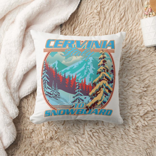 Almofada logotipo de Cervinia itália Snowboarding (Cobertor)