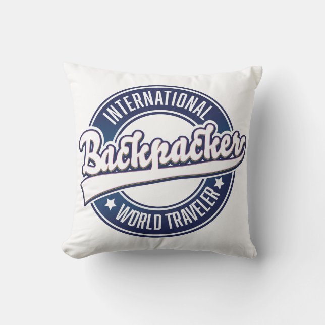 Almofada logotipo de Viajante de Mochila Internacional (Frente)