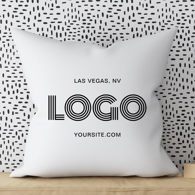 Almofada Logotipo retangular branco e preto moderno (White and Black Modern Rectangular Logo Throw Pillow)