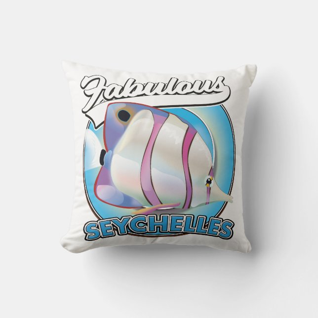 Almofada Logotipo retrô das fabulosas Seychelles (Frente)