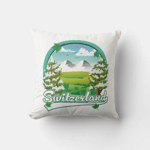 Almofada logotipo viagem retrô da suiça