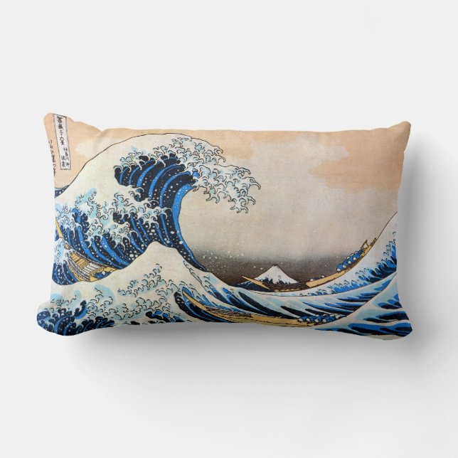 Almofada Lombar 神奈川沖浪裏, grande onda do 北斎, Hokusai, Ukiyo-e (Frente)