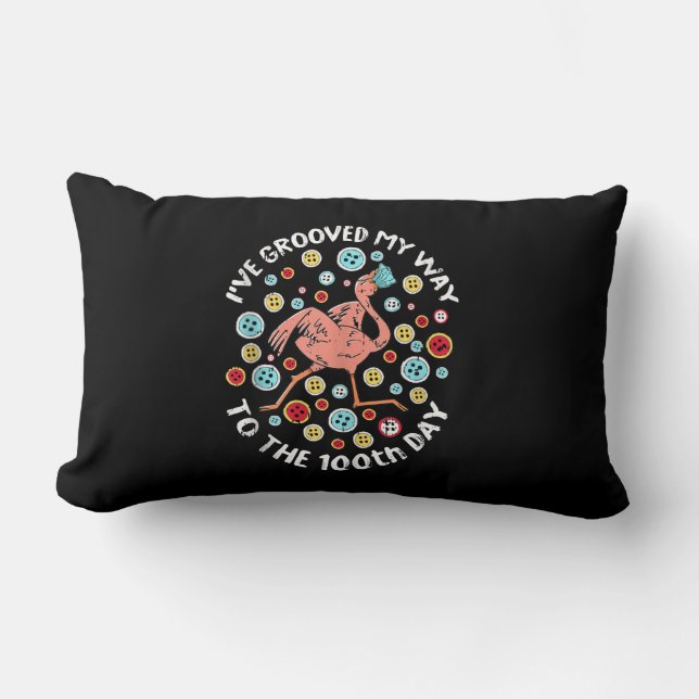 Almofada Lombar 100 Dias De Máscara Flamingo De Rosto Escolar (Frente)