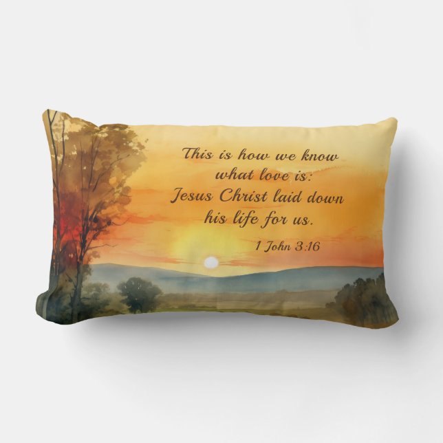Almofada Lombar 1 João 3:16 Jesus pôs sua vida para nós Bíblia (Frente)
