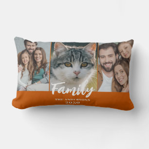 Almofada Lombar 3 Fotografias Collage Burnt Orange Family Name Yea