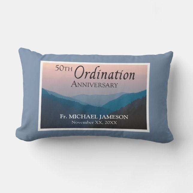 Almofada Lombar 50.º Aniversário dos Parabéns de Ordenação (Frente)