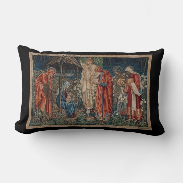Almofada Lombar A Adoração do Magi (por Edward Burne-Jones) (Frente)