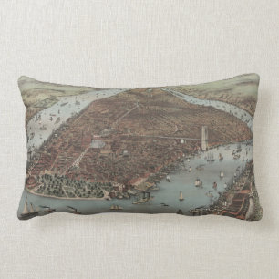 Almofada Lombar A cidade de New York 1883 (litografia de cor)