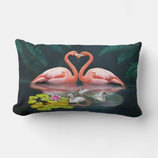 ALMOFADA LOMBAR A FAMÍLIA DE FLAMINGOS