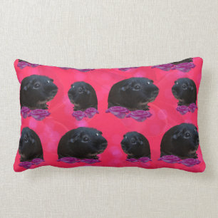 Almofada Lombar A Guiné Negra Pigra Em Rosas Rosa, Cushion Lumbar