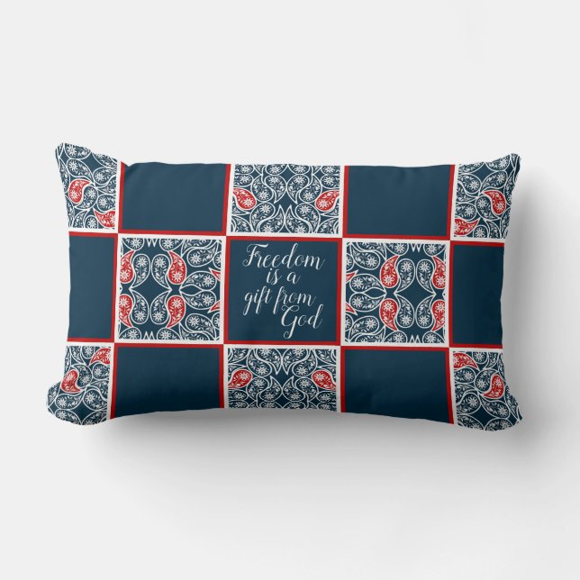 Almofada Lombar "A liberdade é um presente de Deus", Travesseiro P (Frente)