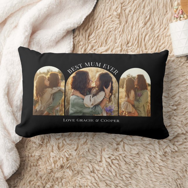 Almofada Lombar A melhor mãe de fotos do arco elegante preto (Cobertor)
