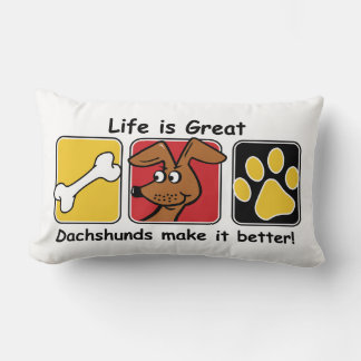Almofada Lombar A vida é Excelente - Os Dachshances Melhoram