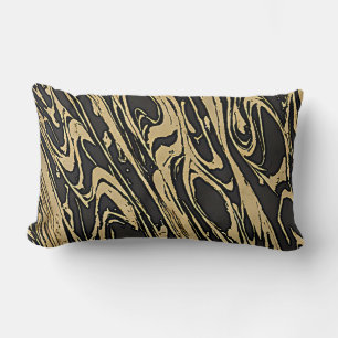 Almofada Lombar Abstract Fluid Art - Black Marble Effect