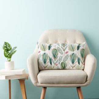Almofada Lombar Abstract Scandinavian Christmas Foliage Sage Green