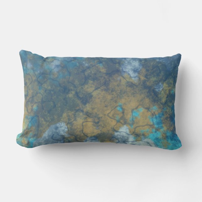 Almofada Lombar abstrato azul e amarelo (Frente)