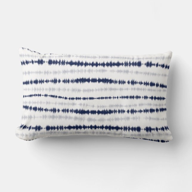 Almofada Lombar Abstrato Azul Shibori Linhas Horizontais (Frente)