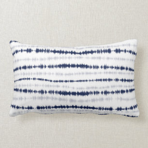 Almofada Lombar Abstrato Azul Shibori Linhas Horizontais