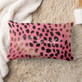 Almofada Lombar Abstrato de Impressão de Leopardo Preto Rosa