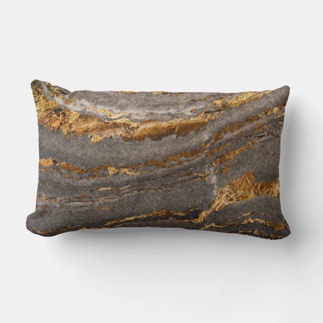 Almofada Lombar Abstrato Dourado Marble (Frente)