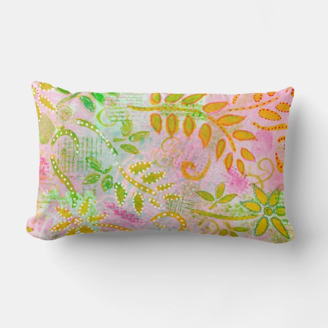 Almofada Lombar Abstrato e Travesseiro de Folhas (Frente)