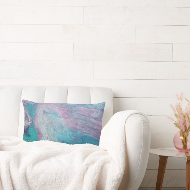 Almofada Lombar Abstrato Fluid Art Azul Cor-de-rosa Travesseiro (Sofá)