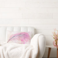 Abstrato Girly Pink Watercolor Feather com Nome