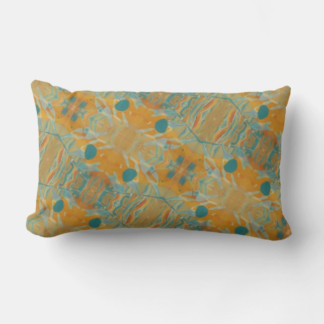 Almofada Lombar Abstrato Harvest laranja e motif teal (Frente)