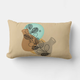 Almofada Lombar Abstrato MINIMALISTA BOHEMIANO COM FOLHA PRETA