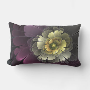 Almofada Lombar Abstrato Modern Purpur Khaki Cinza Flor Fractal