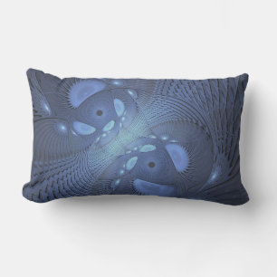 Almofada Lombar Abstrato moderno Trendy Dusk Blue Fractal Art