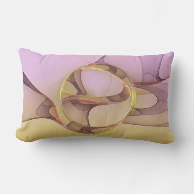 Almofada Lombar Abstrato motiva arte frontal rosa moderna Ouro ros (Frente)