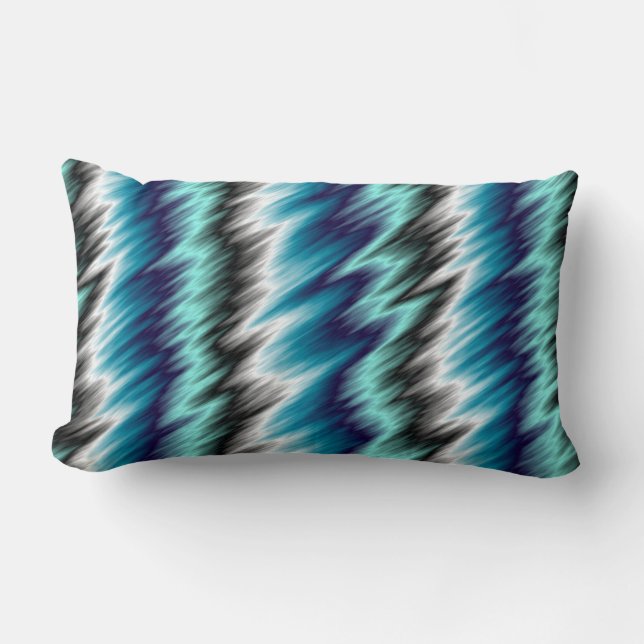 Almofada Lombar Abstrato preto e branco azul (Frente)