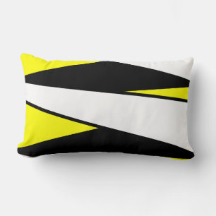 Almofada Lombar Abstrato, preto e branco em amarelo