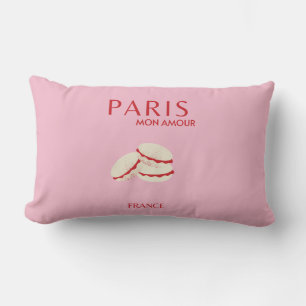 Almofada Lombar Abstrato retro Pastel Paris cor-de-rosa Pastel Via