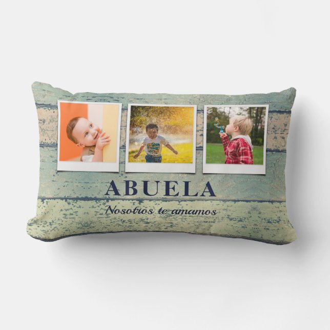 Almofada Lombar Abuela Personalizada - Colagem de Fotografias de 3 (Frente)