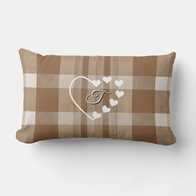 Almofada Lombar Ação de Graças do outono da Xadrez Elegante (Frente)